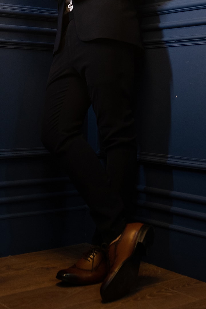 Dark Blue Italian Suiting Tuxedo Set by Contrast By Parth at Pernia's Pop Up Shop