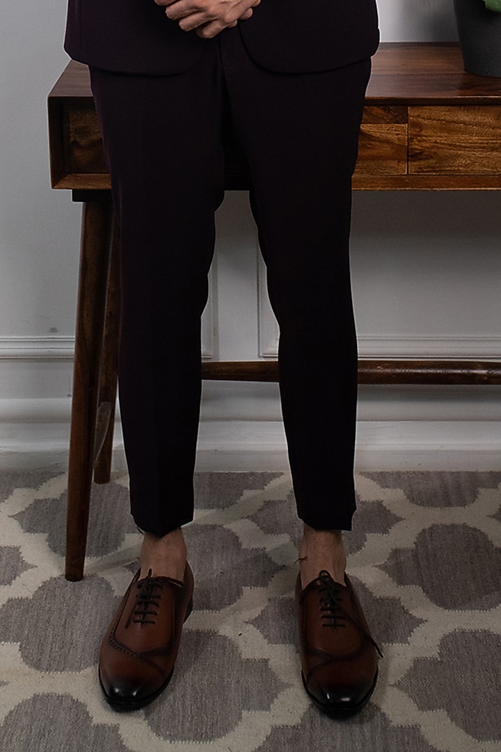 Wine Italian Suiting Tuxedo Set by Contrast By Parth at Pernia's Pop Up Shop