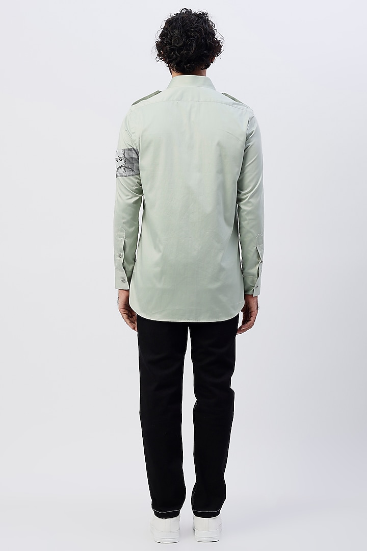 Mint Green Printed Party Wear Shirt by The Circus by Sana Shah Bhattad Men at Pernia's Pop Up Shop