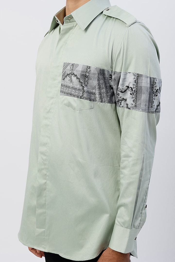 Mint Green Printed Party Wear Shirt by The Circus by Sana Shah Bhattad Men at Pernia's Pop Up Shop