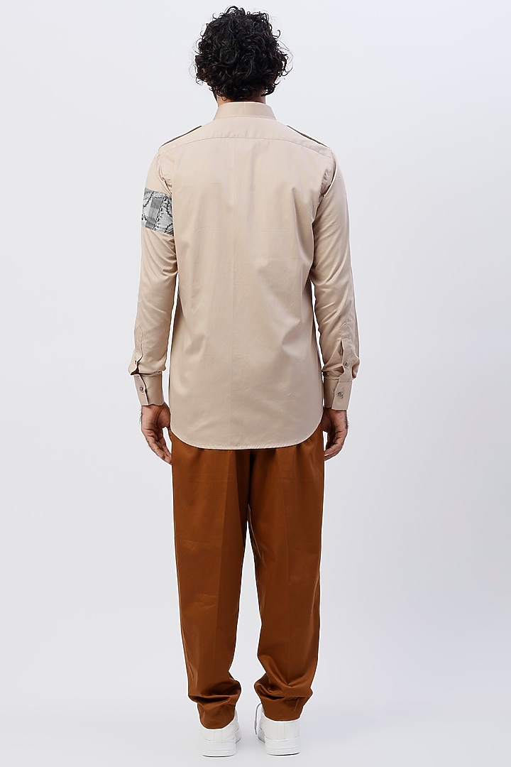 Brown Cotton Printed Pleated Pant Set by The Circus by Sana Shah Bhattad Men at Pernia's Pop Up Shop