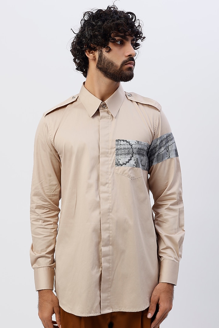 Brown Cotton Printed Pleated Pant Set by The Circus by Sana Shah Bhattad Men at Pernia's Pop Up Shop