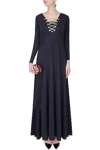 Navy blue and black "Lady Love" gown by Carousel By Simran Arya