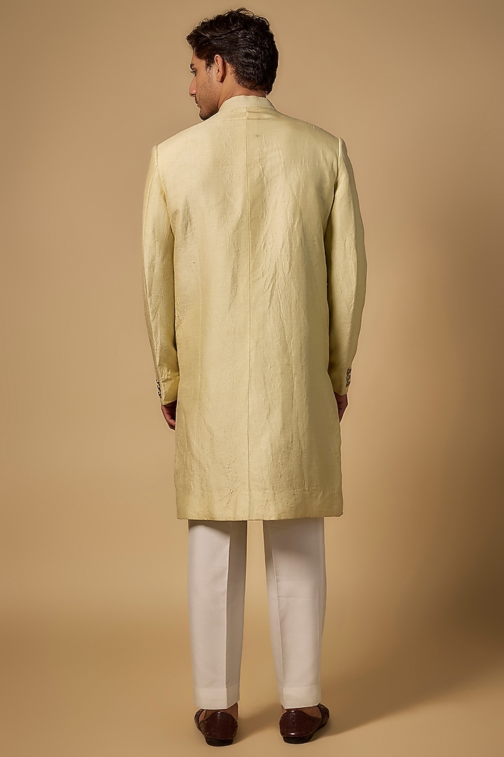Yellow Georgette Pearl Embroidered Indo-Western Set by Chatenya Mittal at Pernia's Pop Up Shop