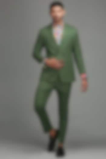 Green Woolen Blend Blazer Suit by Chatenya Mittal