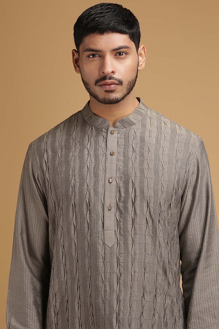 Grey Pintux Kurta Set by Chatenya Mittal at Pernia's Pop Up Shop