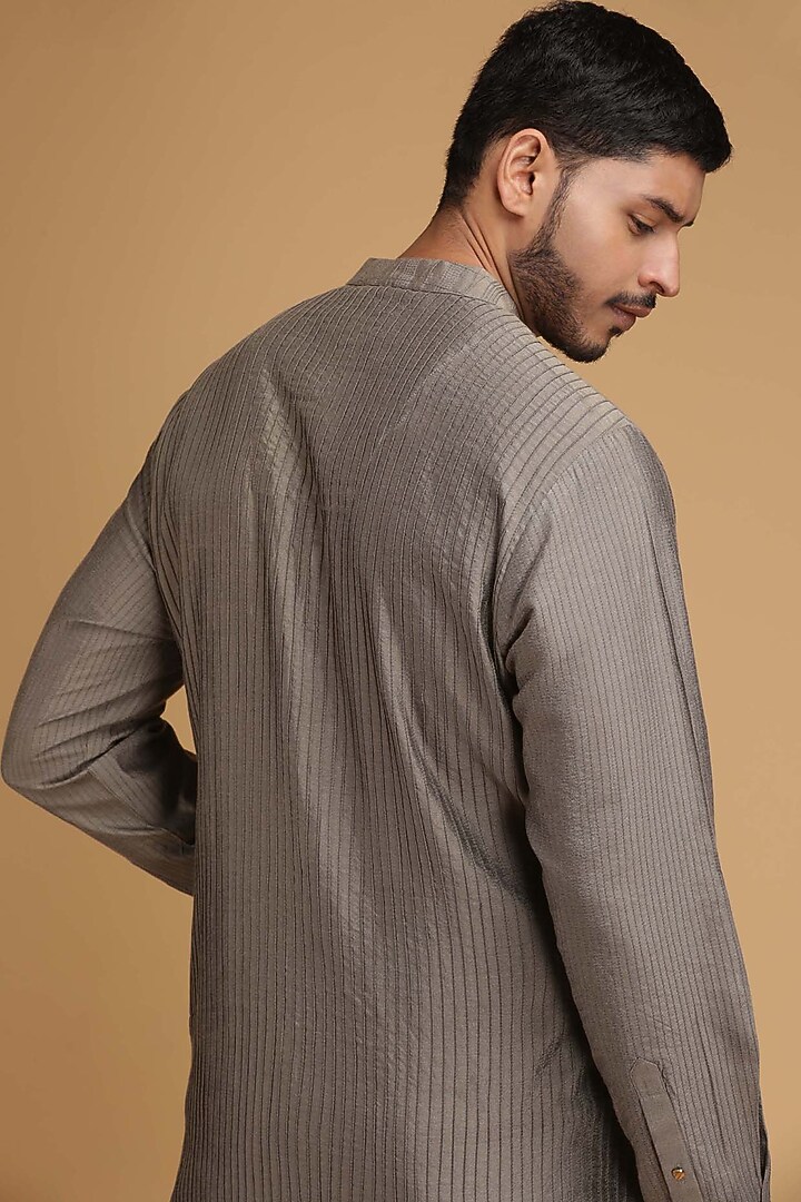 Grey Pintux Kurta Set by Chatenya Mittal at Pernia's Pop Up Shop