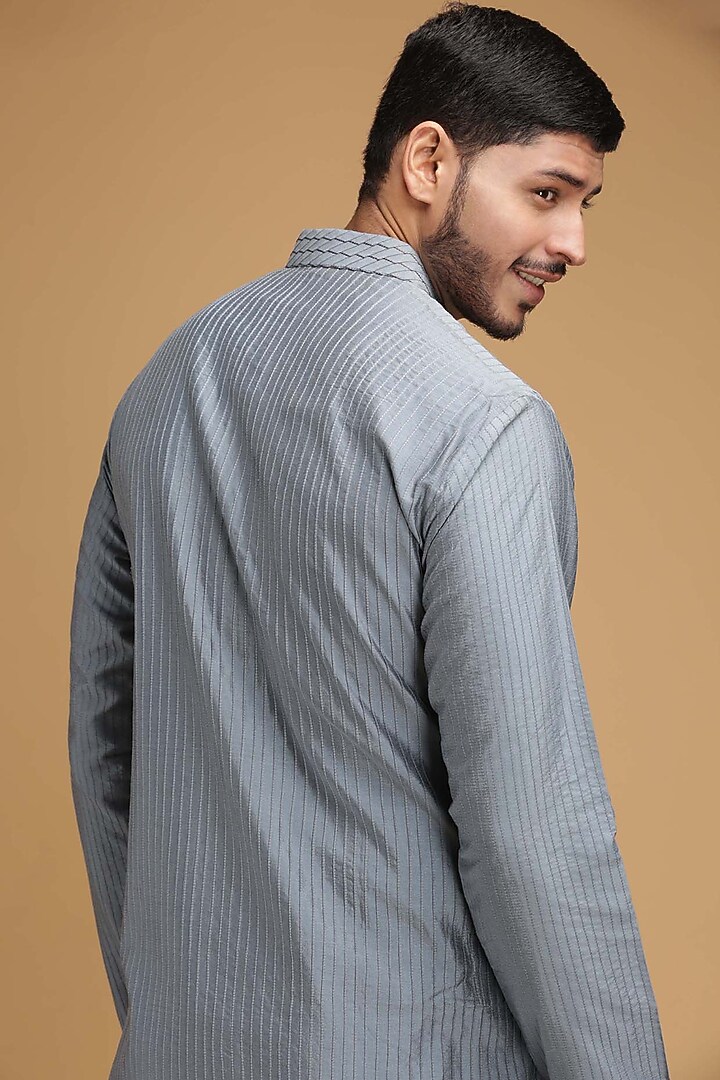 Blue Pintux Kurta Set by Chatenya Mittal at Pernia's Pop Up Shop