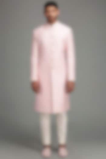 Pink Embroidered Wedding Sherwani Set by Chatenya Mittal at Pernia's Pop Up Shop