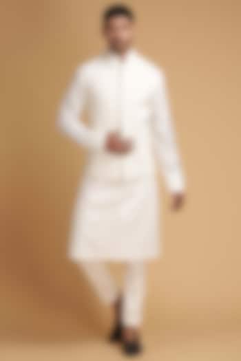 Off White Embroidered Nehru Jacket by Chatenya Mittal