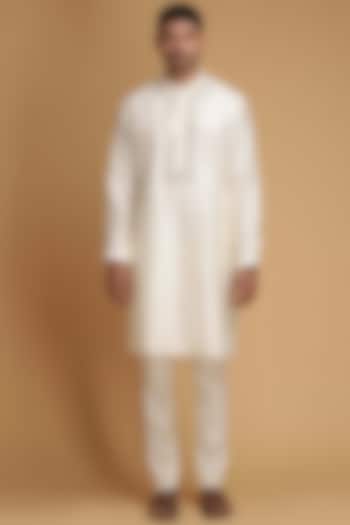 Cream Mirror Worked Kurta Set by Chatenya Mittal