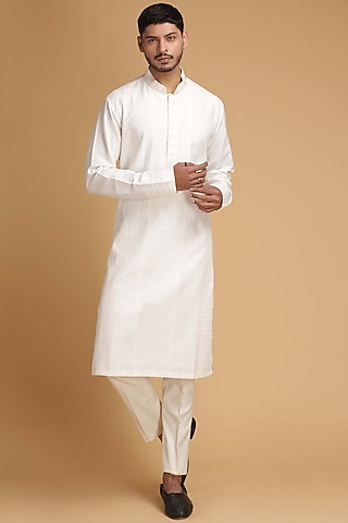 Off White Pintux Kurta Set by Chatenya Mittal