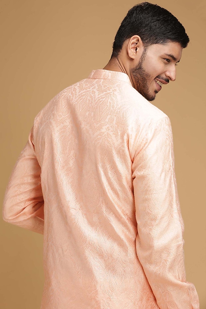 Peach Cotton Silk Kurta by Chatenya Mittal at Pernia's Pop Up Shop