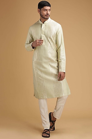 Ivory Pintux Kurta Set by Chatenya Mittal