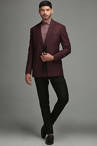 Red & Black Single Breasted Blazer by Chatenya Mittal