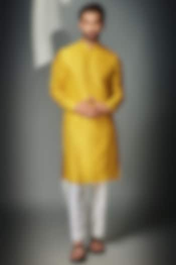 Mustard Silk Kurta Set by Chatenya Mittal