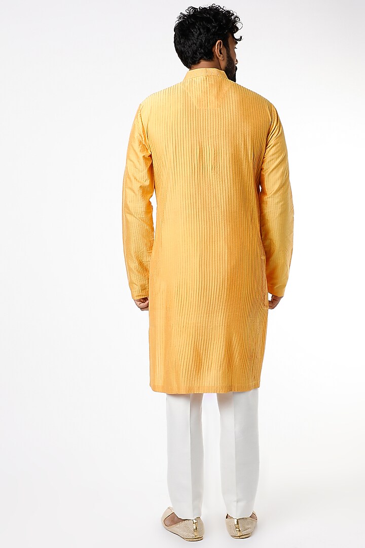 Mustard Cotton Silk Kurta Set by Chatenya Mittal at Pernia's Pop Up Shop