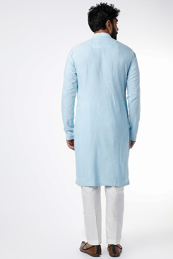 Light Blue Cotton Silk Kurta Set by Chatenya Mittal at Pernia's Pop Up Shop
