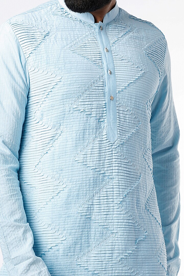 Light Blue Cotton Silk Kurta Set by Chatenya Mittal at Pernia's Pop Up Shop