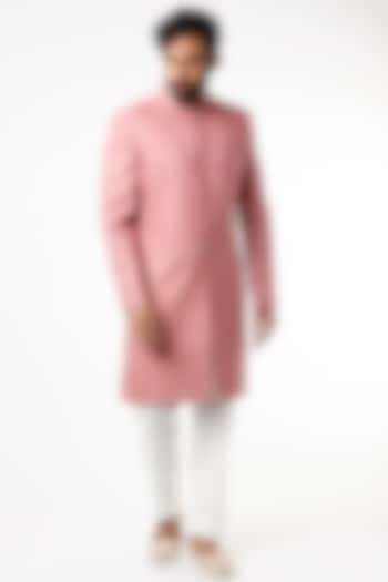 Rose Gold Textured Wedding Sherwani Set by Chatenya Mittal at Pernia's Pop Up Shop