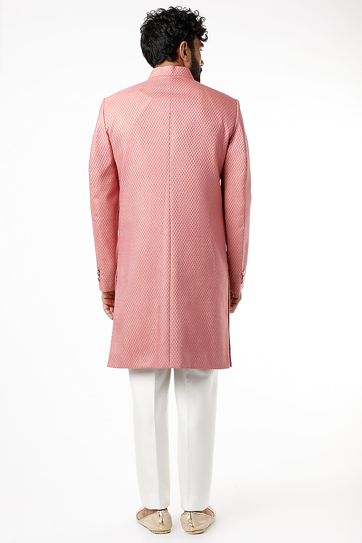 Rose Gold Textured Wedding Sherwani Set by Chatenya Mittal at Pernia's Pop Up Shop
