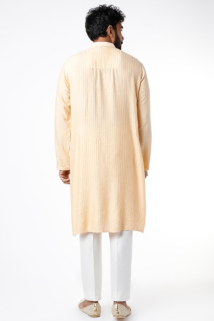 Light Yellow Cotton Silk Kurta Set by Chatenya Mittal at Pernia's Pop Up Shop