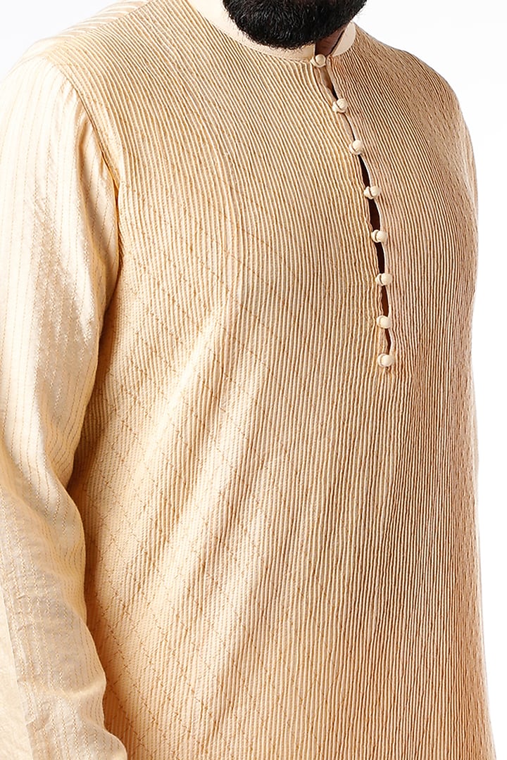 Light Yellow Cotton Silk Kurta Set by Chatenya Mittal at Pernia's Pop Up Shop