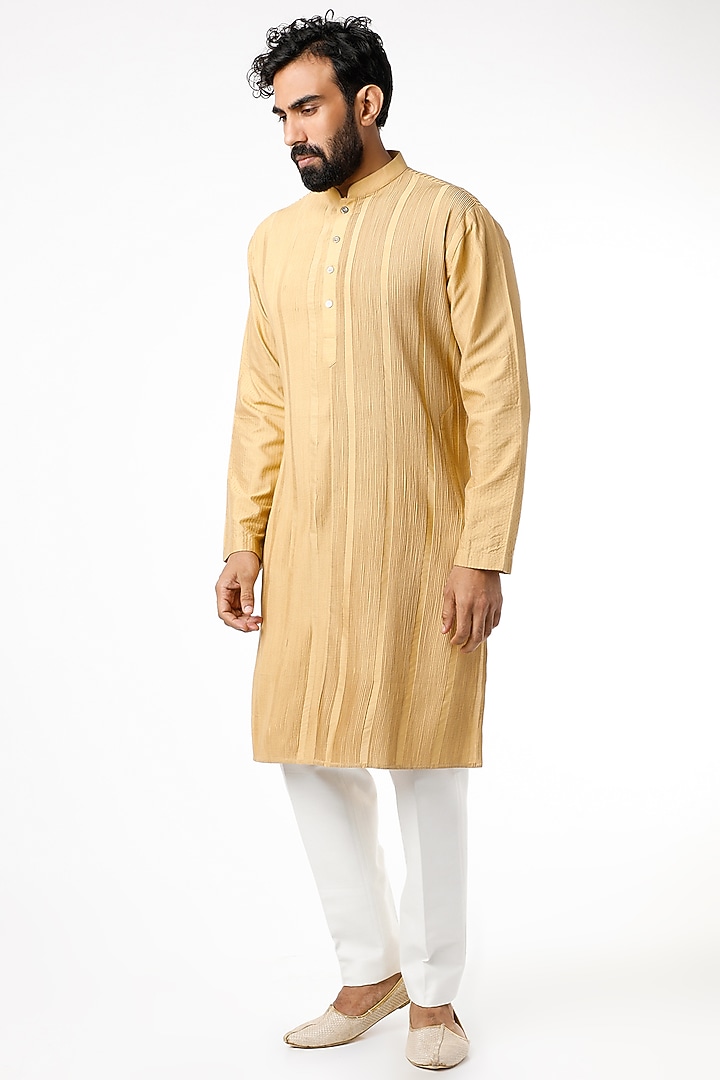 Beige Cotton Silk Kurta Set by Chatenya Mittal at Pernia's Pop Up Shop