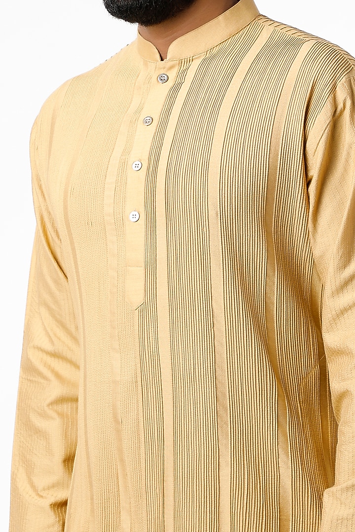 Beige Cotton Silk Kurta Set by Chatenya Mittal at Pernia's Pop Up Shop