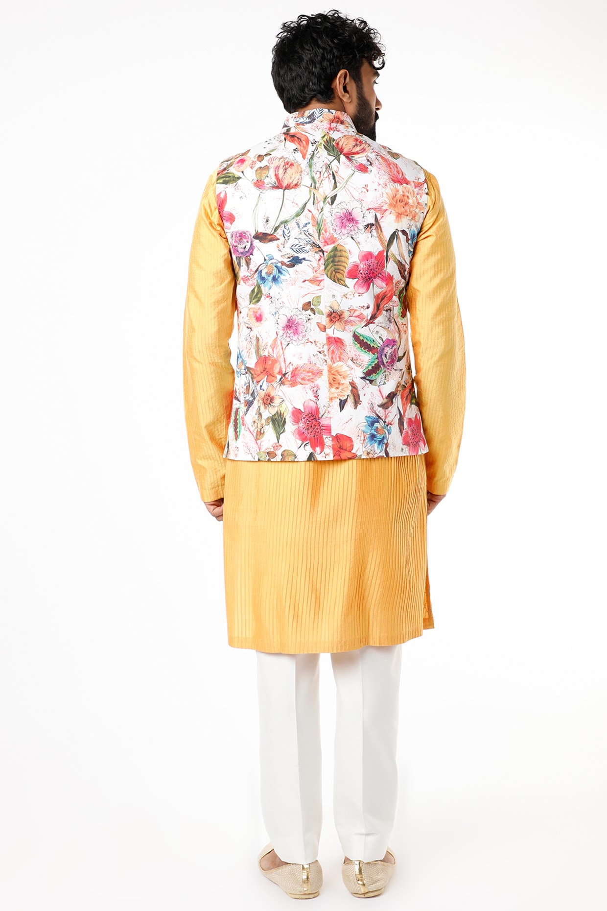 Pastel Pink Colour Floral Jacquard Nehru Jacket – Prime Porter