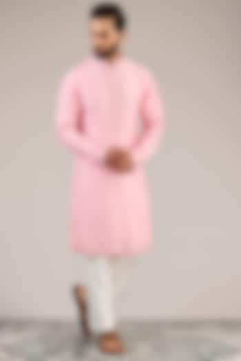 Pink Silk Blend Dori & Mirror Embroidered Kurta Set by Chatenya Mittal