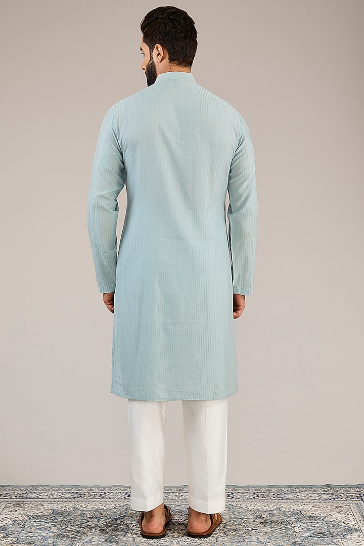 Light Blue Cotton Silk Mirror Embroidered Kurta Set by Chatenya Mittal at Pernia's Pop Up Shop