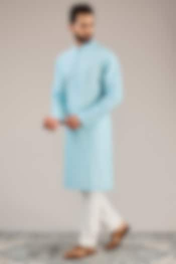 Light Blue Cotton Silk Gota Work Kurta Set by Chatenya Mittal