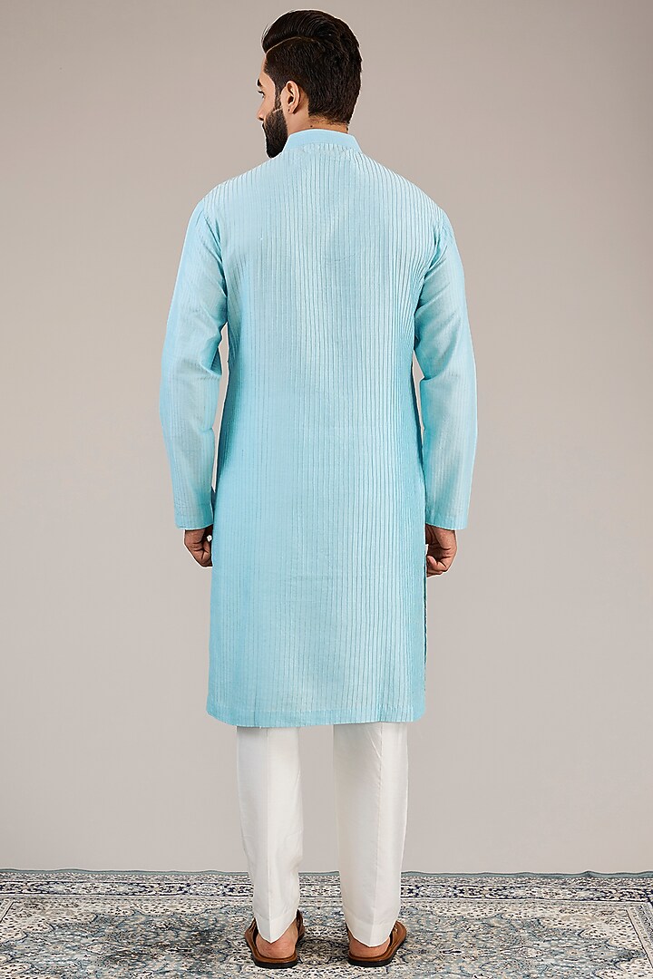 Light Blue Cotton Silk Gota Work Kurta Set by Chatenya Mittal at Pernia's Pop Up Shop