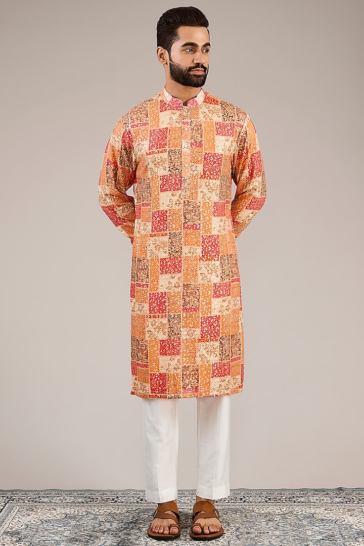 Multi-Colored Georgette Printed Sequins Kurta Set by Chatenya Mittal