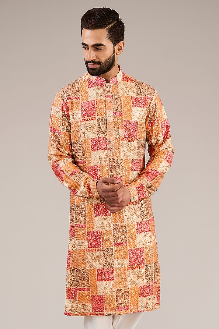 Multi-Colored Georgette Printed Sequins Kurta Set by Chatenya Mittal at Pernia's Pop Up Shop