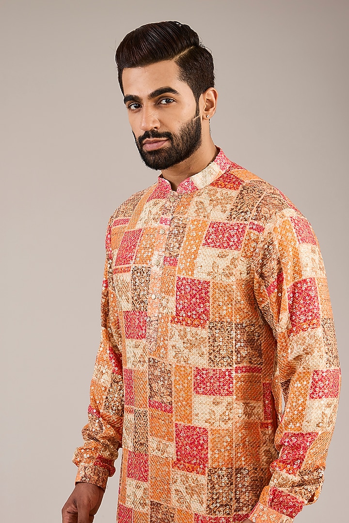 Multi-Colored Georgette Printed Sequins Kurta Set by Chatenya Mittal at Pernia's Pop Up Shop