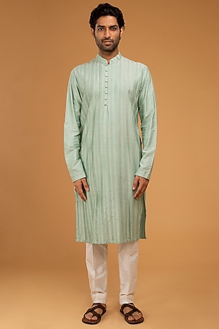 Dark Mint Cotton Silk Kurta Set by Chatenya Mittal