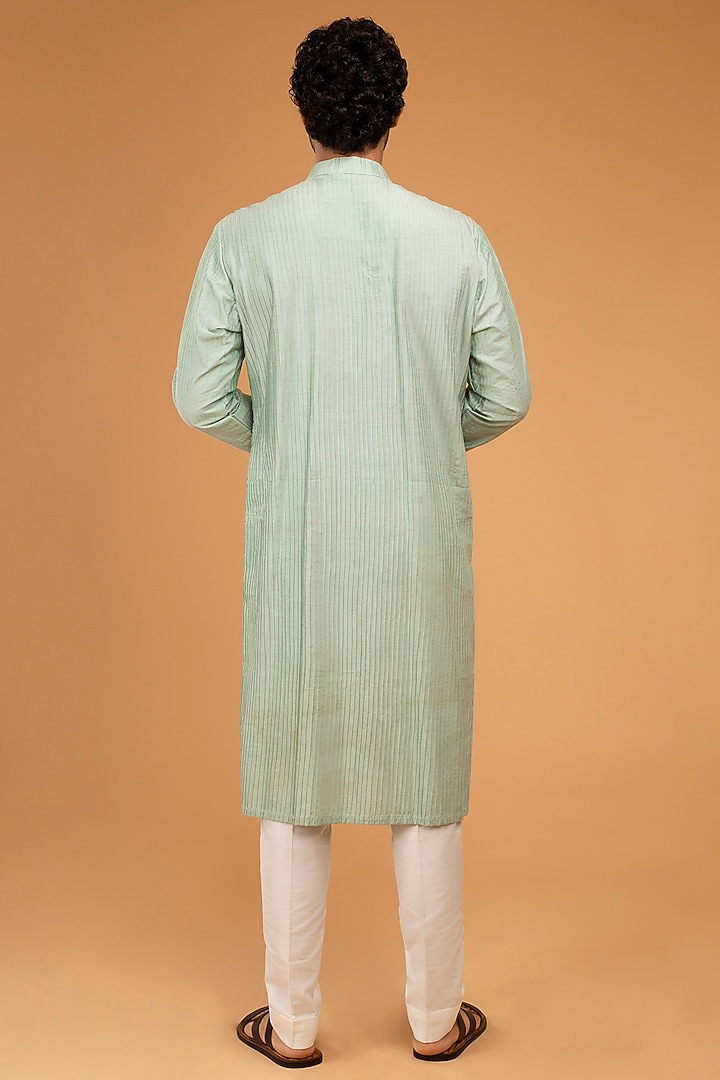 Dark Mint Cotton Silk Kurta Set by Chatenya Mittal at Pernia's Pop Up Shop