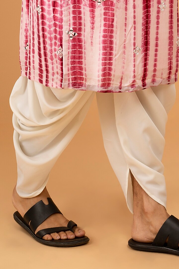 Red Silk Blend Embroidered & Tie-Dyed Kurta Set by Chatenya Mittal at Pernia's Pop Up Shop