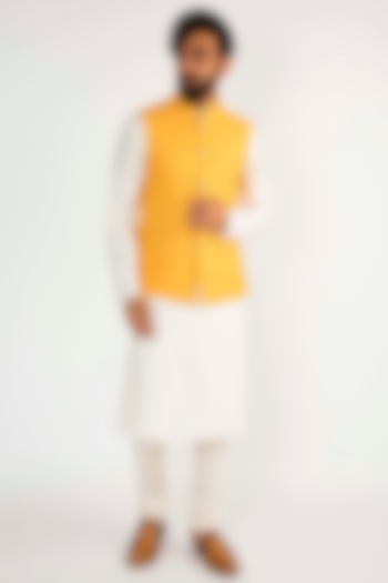 Yellow Nehru Jacket by Chatenya Mittal