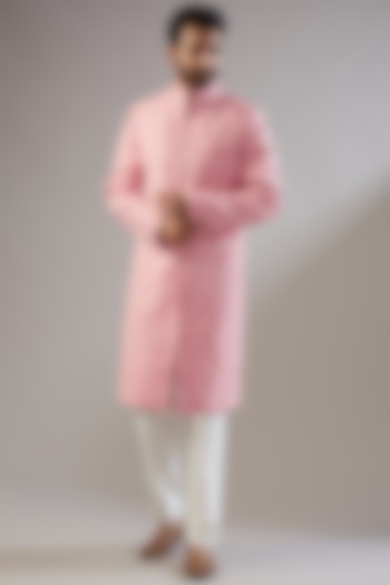 Pink Embellished Sherwani Set by Chatenya Mittal