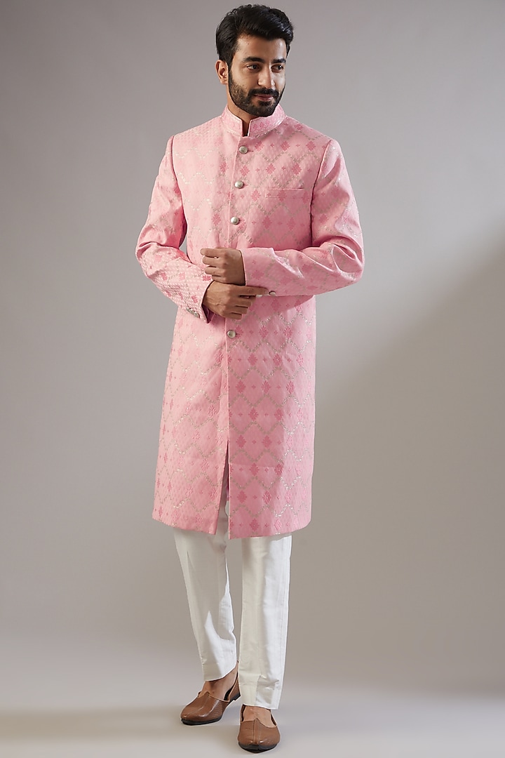 Pink Embellished Sherwani Set by Chatenya Mittal