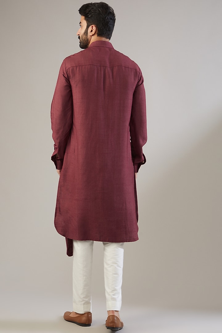 Maroon Cotton Silk Kurta Set by Chatenya Mittal at Pernia's Pop Up Shop
