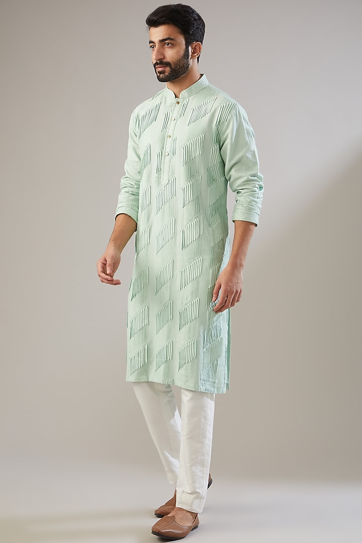 Grey Cotton Silk Kurta Set by Chatenya Mittal
