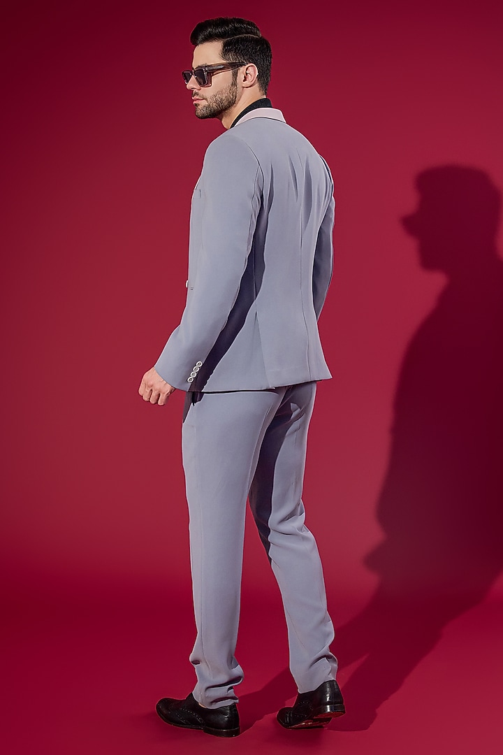 Grey Poly Blend Blazer Set by Chatenya Mittal at Pernia's Pop Up Shop