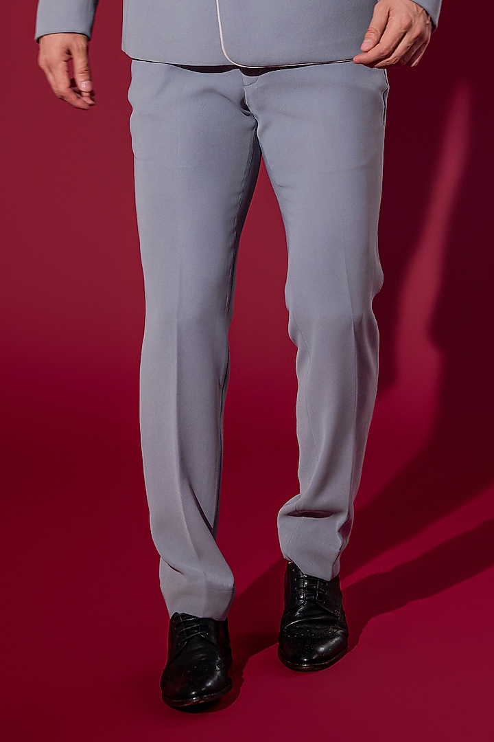 Grey Poly Blend Blazer Set by Chatenya Mittal at Pernia's Pop Up Shop