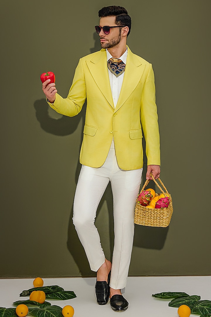 Yellow Wool Blend Blazer by Chatenya Mittal