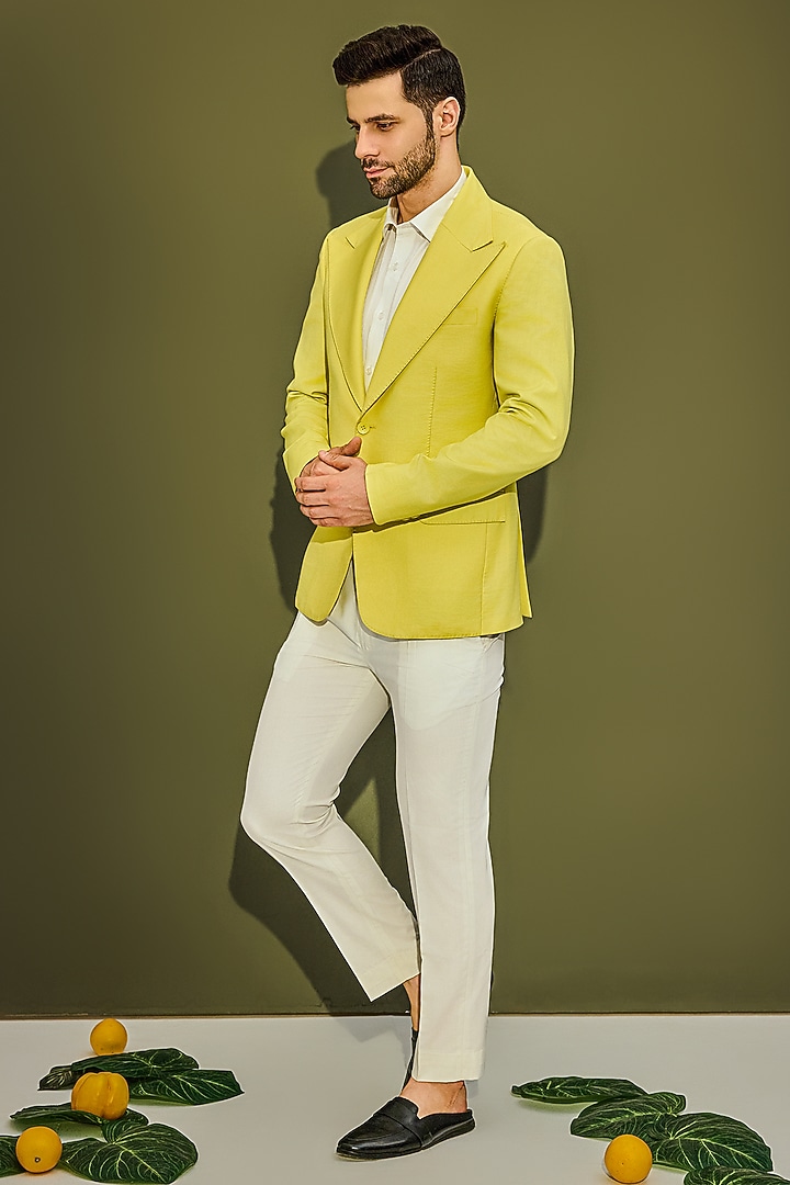 Yellow Wool Blend Blazer by Chatenya Mittal at Pernia's Pop Up Shop