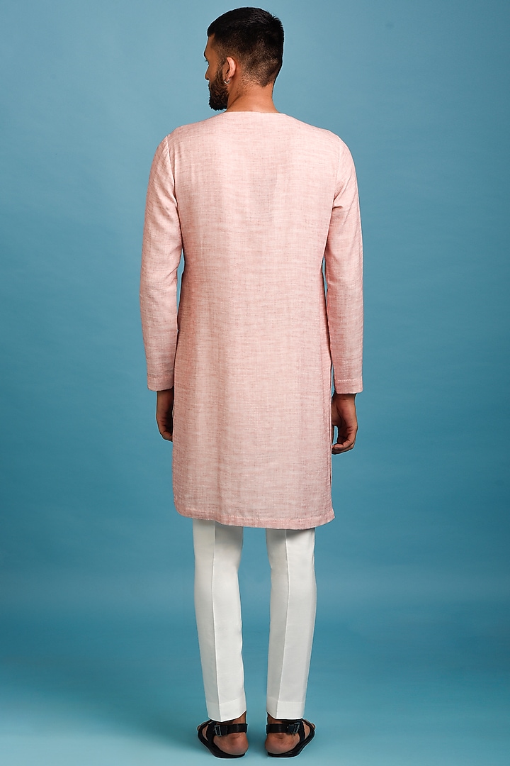Pink Ombre Cotton Angrakha Kurta Set by Chatenya Mittal at Pernia's Pop Up Shop